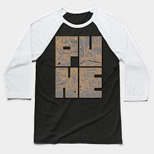 Pune, Maharashtra, India City Map Typography - Bauhaus Baseball T-Shirt